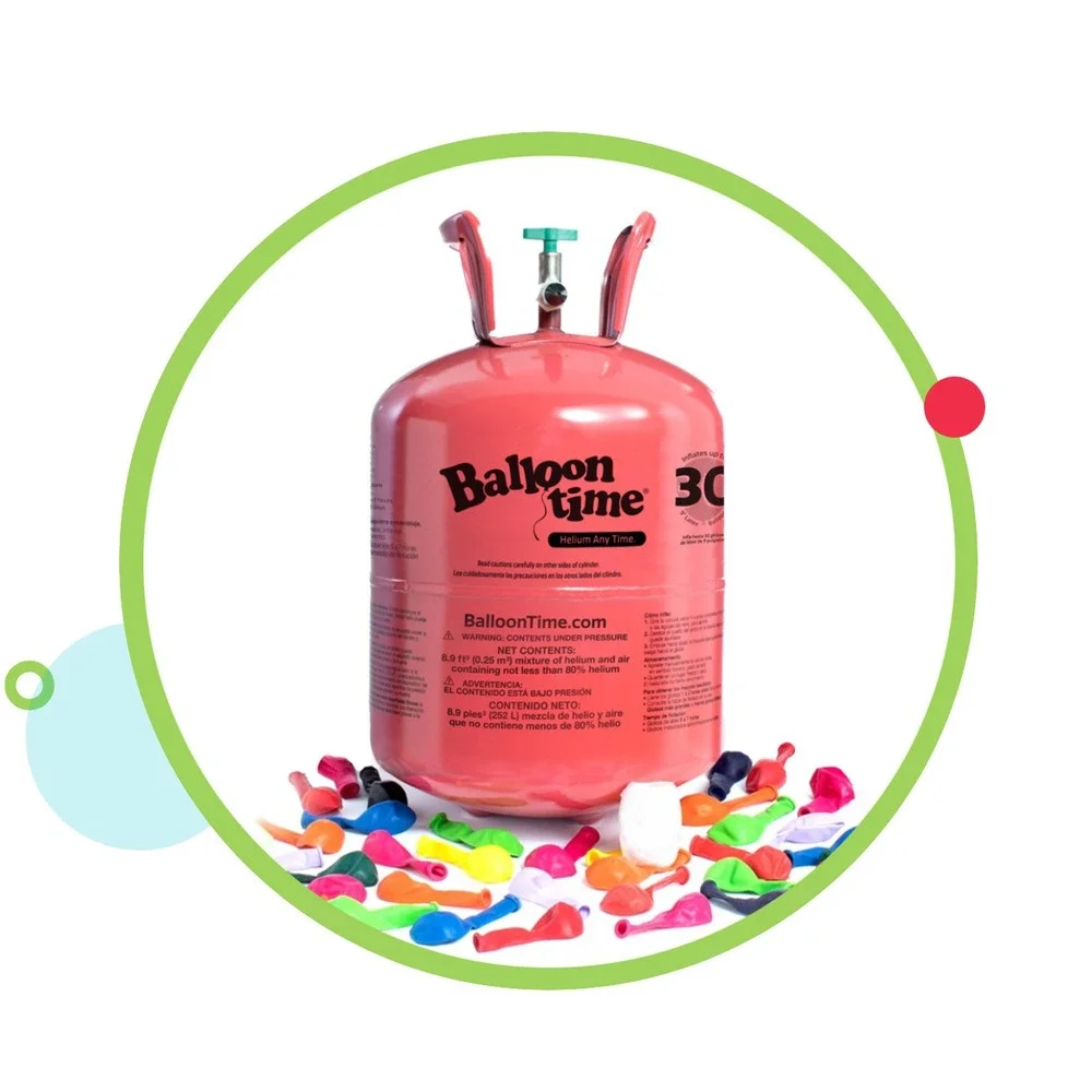 Balloon Time Helium Tank Kit - 30 Balloons Included & Spool Of White Ribbon NEW‎